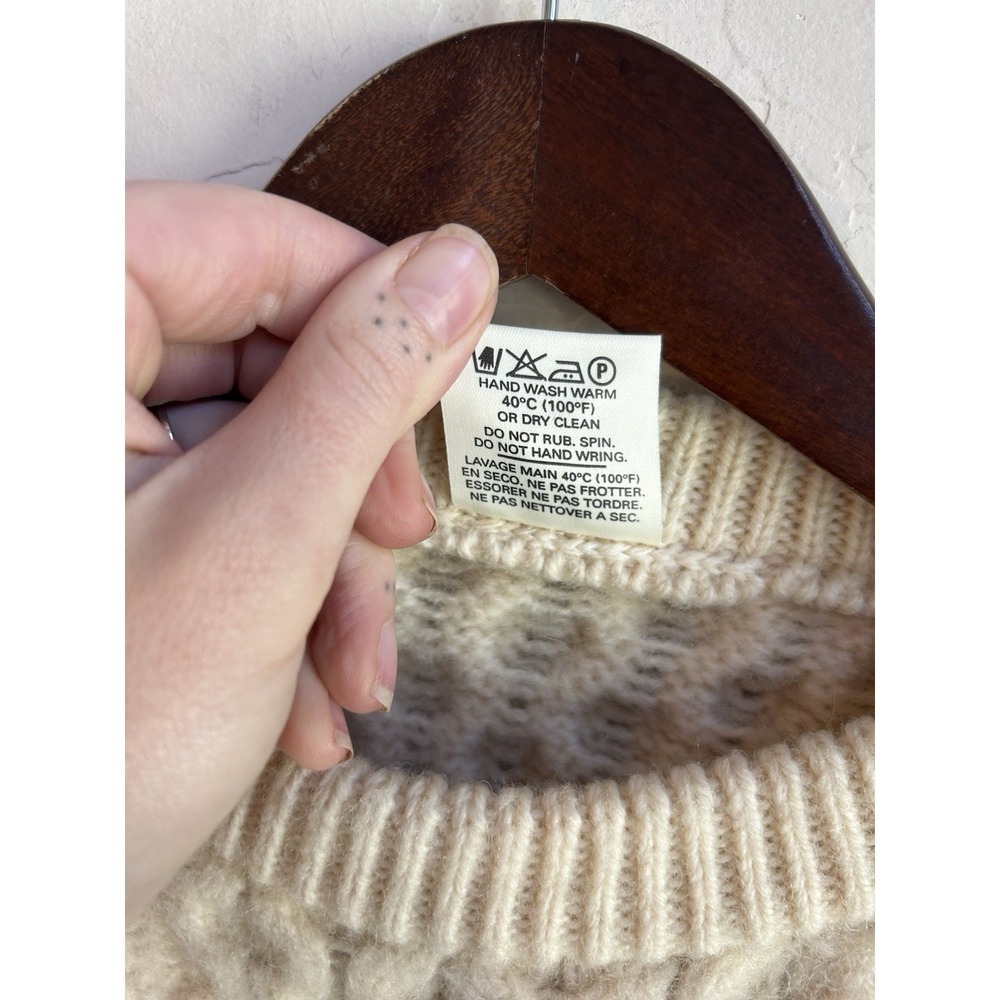 Vintage Aran Country Wool Cable Knit Fisherman Sweater Ireland Pullover XXL - Picture 7 of 8